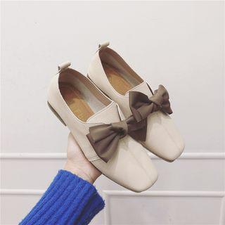 Faux Leather Bow Flats