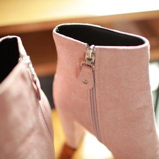 Block-heel Faux-suede Short Boots