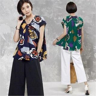 Floral Print Shirred-front Top