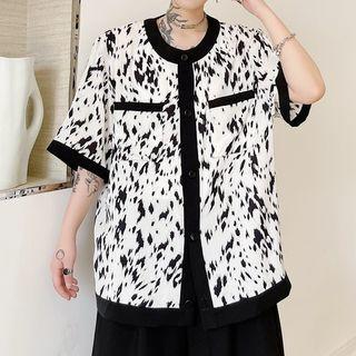 Short-sleeve Round Neck Pattern Shirt