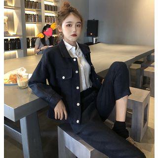Buttoned Jacket / Cropped Straight Cut Pants / Mini A-line Skirt