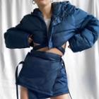 Set: Cropped Padded Jacket + Mini Skirt