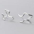 925 Sterling Silver Wavy Layered Earring 1 Pair - S925 Silver - Silver - One Size