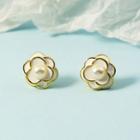 Flower Faux Pearl Alloy Earring Camellia Earring - White - One Size