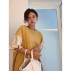 Flutter-sleeve Color-block Dress