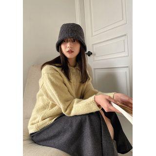 Collared Bobble-knit Cardigan