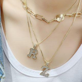 Lettering Rhinestone Pendant / Chunky Chain Alloy Necklace (various Designs)