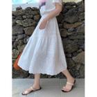 High-waist Eyelet Lace Midi Skirt White - One Size