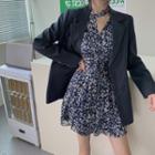 Blazer / Long-sleeve Floral Print Dress / Set