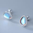 Faux Crystal Sterling Silver Earring 1 Pair - Blue & Silver - One Size