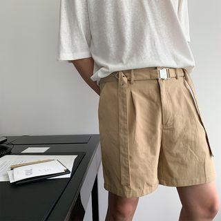 Buckled Belt Wide-leg Shorts