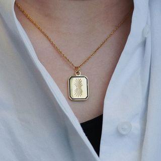 Metal Necklace 1pc - Gold & Black - One Size