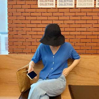 Short-sleeve Rib Knit Cardigan