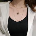 Heart Pendant Layered Choker Necklace Gold - One Size