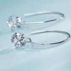 925 Sterling Silver Cz Dangle Earring 1 Pair - 8mm - Rhinestone - Silver - One Size