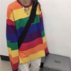 Striped Oversize Long-sleeve T-shirt Multicolor - One Size