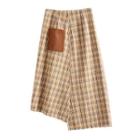 Asymmetric Tweed Plaid Fringed A-line Skirt