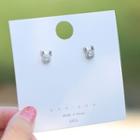 Rhinestone Deer Stud Earring 1 Pair - Silver - One Size