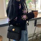 Flap Suedette Shoulder Bag Black - One Size