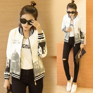 Organza Print Baseball Jacket