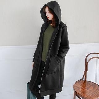Zipper Pocket Long Hooded Jacket