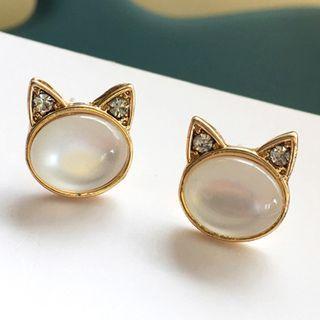 Rhinestone Resin Cat Earring