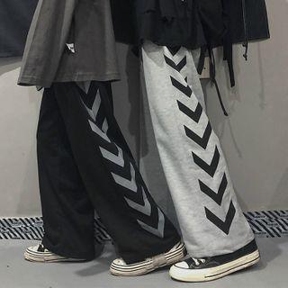 Color-block Straight Cut Wide Leg Pants