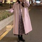 Single-breasted Midi Coat / Flower Print Long-sleeve Midi Shift Dress