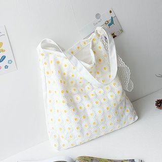 Flower Embroidered Tote Bag As Shown In Figure - One Size