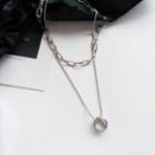 Layered Chain Necklace 1 Piece - Silver - One Size