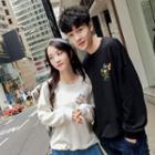 Couple Matching Embroidery Round Neck Pullover