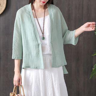 Cotton Linen Cropped 3/4 Sleeve Shawl