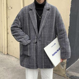 One-buttoned Check Loose-fit Blazer