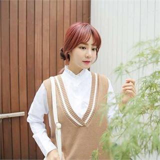 Frill-neck Long-sleeve Blouse