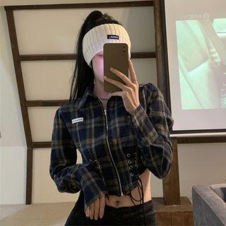 Plaid Zip-up Shirt