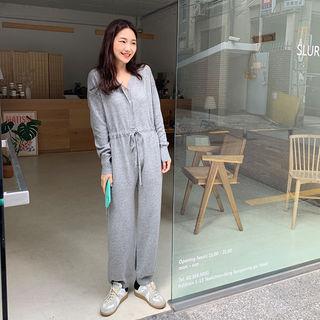 Woolen Knit Shirtwaist Jumpsuit