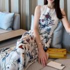 Sleeveless Graphic Print Midi A-line Dress