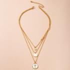 Cross Pendant Layered Alloy Necklace X244 - Gold - One Size