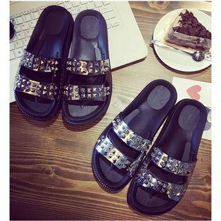 Studded Platform Strappy Slide Sandals