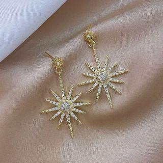 Rhinestone Star Dangle Earring 1 Pair - E2519 - Silver Needle - As Shown In Figure - One Size