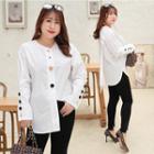 Long-sleeve Buttoned Round-neck Shirt
