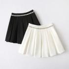Rhinestone Pleated A-line Skirt