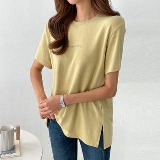 Short-sleeve Woolen Letter T-shirt