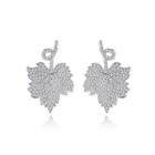 Fashion And Elegant Leaf Cubic Zirconia Stud Earrings Silver - One Size