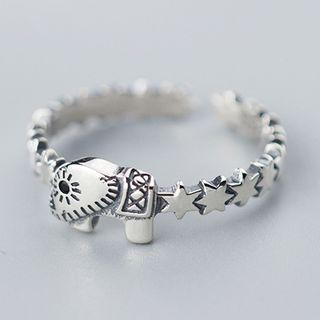 925 Sterling Silver Elephant Open Ring S925 Silver - As Shown In Figure - One Size