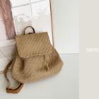 Woven Straw Flap Backpack Beige - One Size