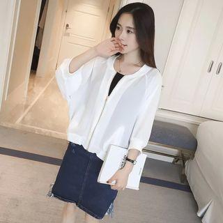 3/4-sleeve Zip Chiffon Jacket