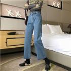 High-neck Wide-leg Jeans