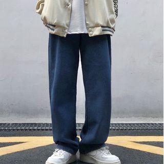 Drawstring Waist Plain Wide-leg Jeans