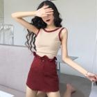 Scoop Back Tank Top / Drawstring Waist A-line Skirt